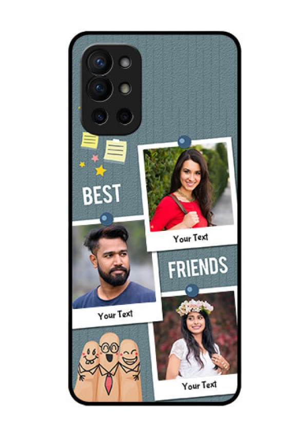 Oneplus 9R 5G Personalized Glass Phone Case - Sticky Frames and Friendship Design