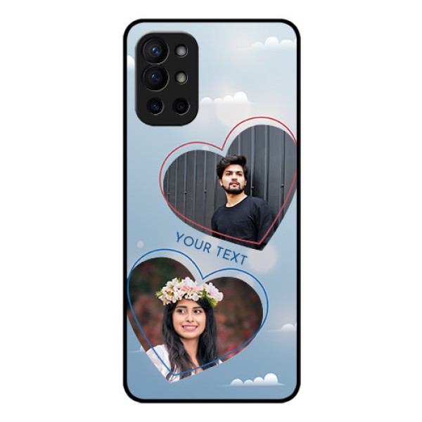 Oneplus 9R 5G Custom Glass Mobile Case - Blue Color Couple Design Oneplus 9R 5G Custom Glass Mobile Case - Blue Color Couple Design