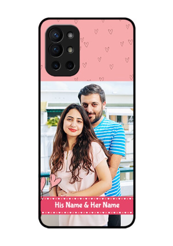 Oneplus 9R 5G Personalized Glass Phone Case - Love Design Peach Color