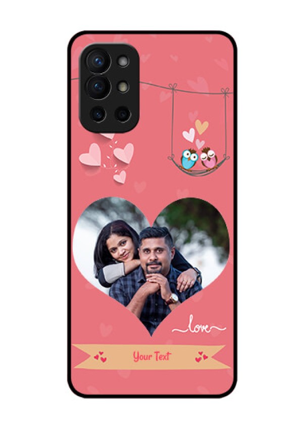 Oneplus 9R 5G Personalized Glass Phone Case - Peach Color Love Design 