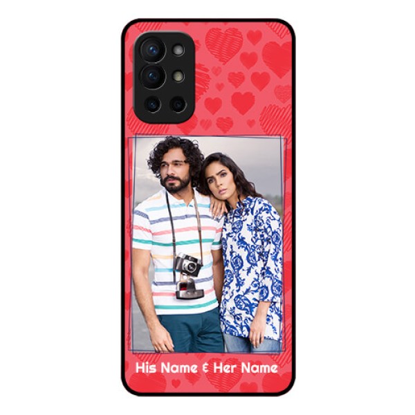Oneplus 9R 5G Photo Printing on Glass Case - with Red Heart Symbols Design Oneplus 9R 5G Photo Printing on Glass Case - with Red Heart Symbols Design