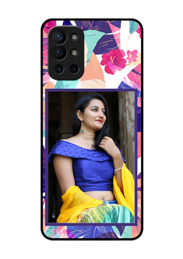 Oneplus 9R 5G Custom Glass Mobile Case - Abstract Floral Design