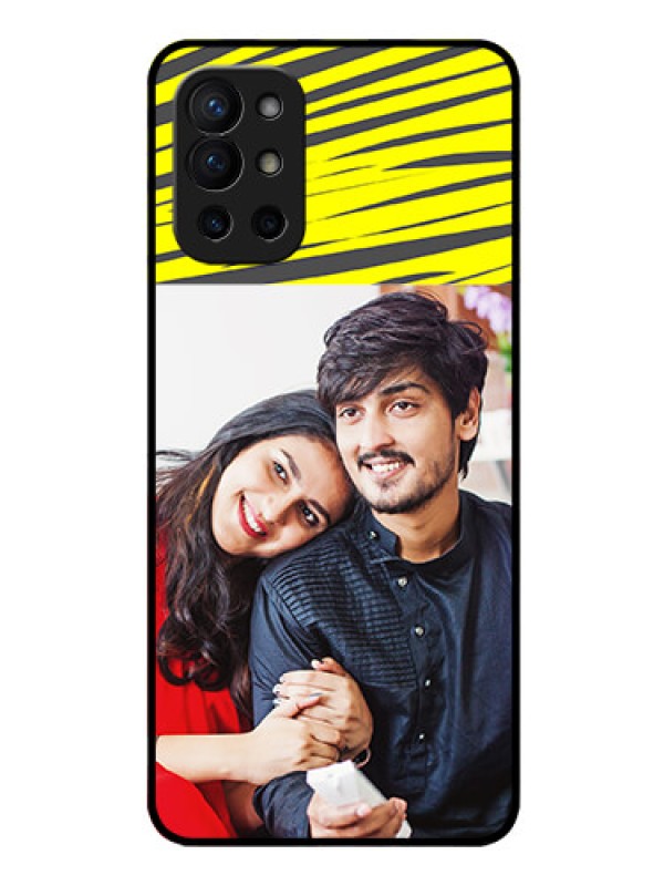 Custom Oneplus 9R 5G Photo Printing on Glass Case - Yellow Abstract Design