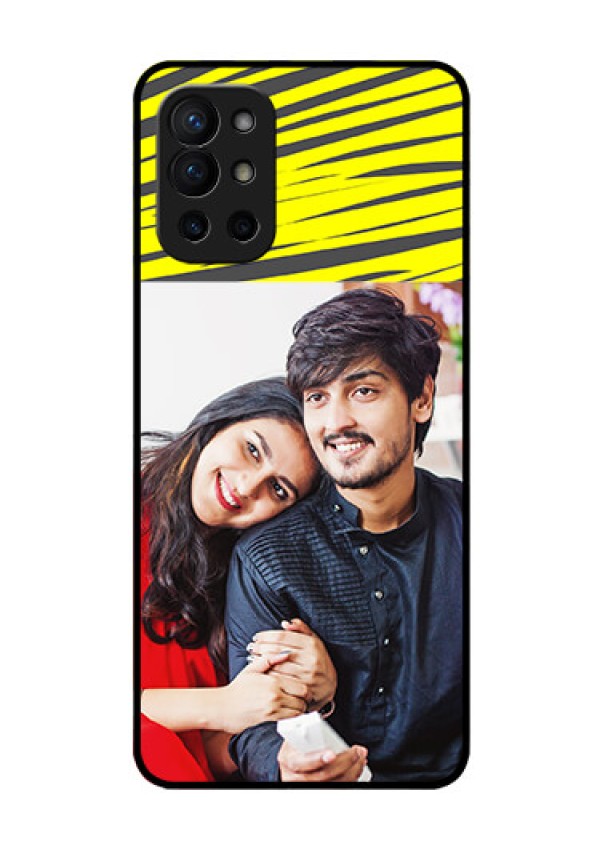Oneplus 9R 5G Photo Printing on Glass Case - Yellow Abstract Design