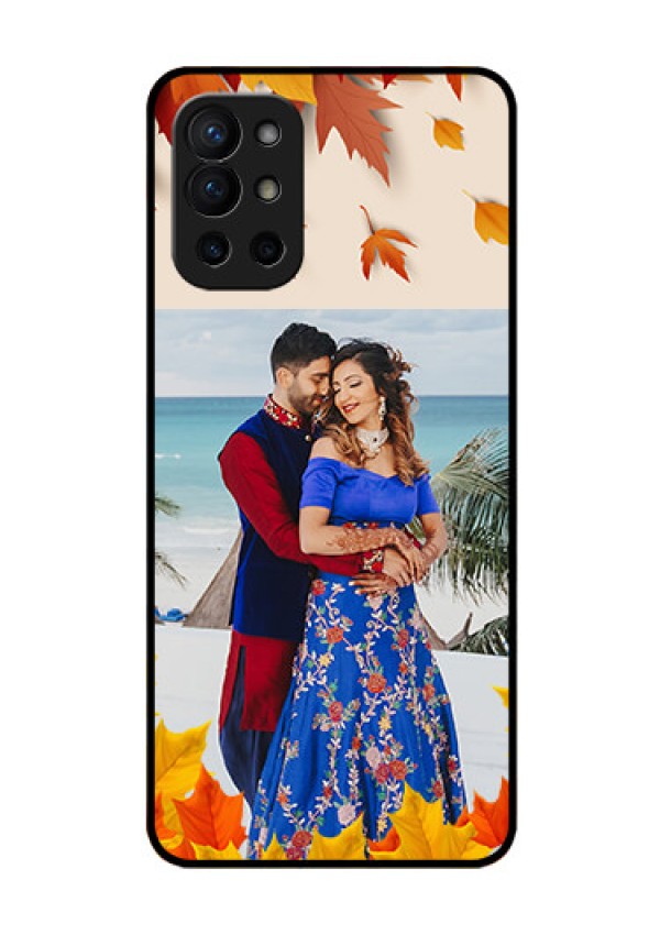 Oneplus 9R 5G Photo Printing on Glass Case - Autumn Maple Leaves Design
