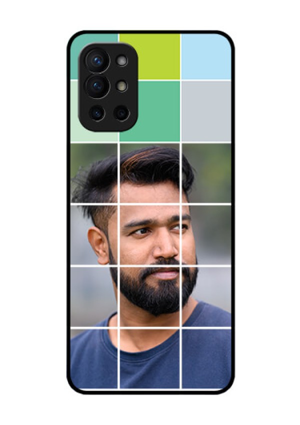 Oneplus 9R 5G Photo Printing on Glass Case - with white box pattern 