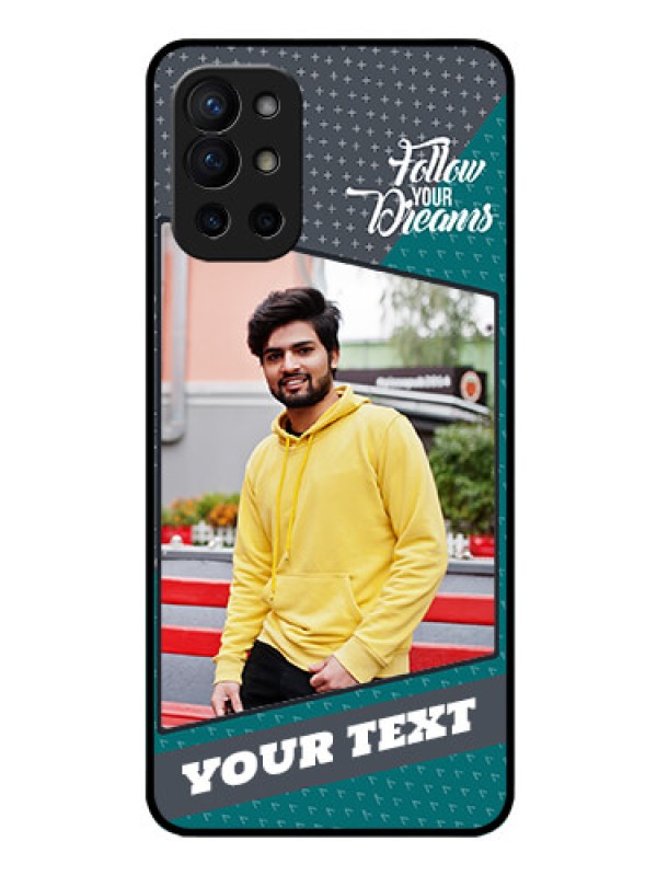 Custom Oneplus 9R 5G Personalized Glass Phone Case - Background Pattern Design with Quote