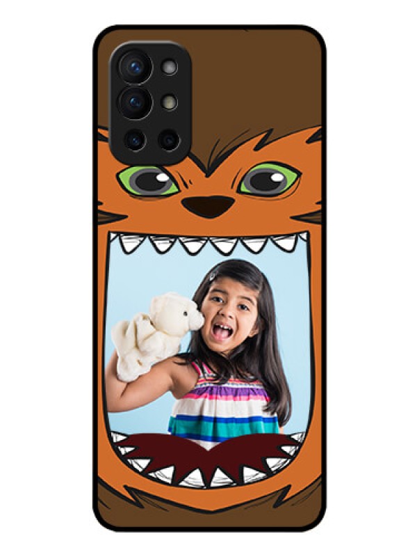 Custom Oneplus 9R 5G Photo Printing on Glass Case - Owl Monster Back Case Design
