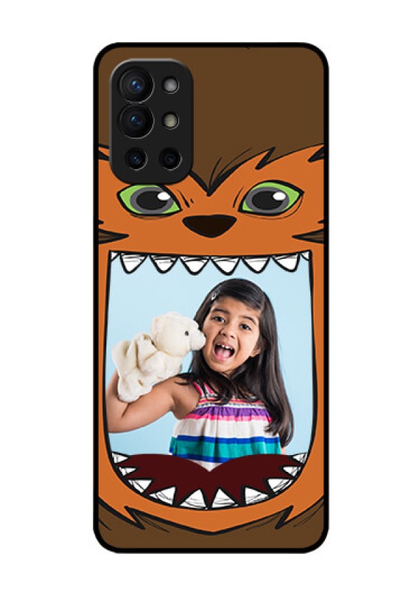 Oneplus 9R 5G Photo Printing on Glass Case - Owl Monster Back Case Design