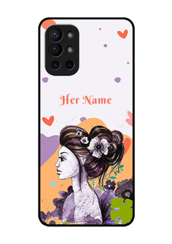 OnePlus 9R 5G Personalized Glass Phone Case - Woman And Nature Design