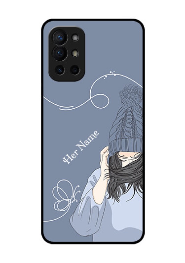 OnePlus 9R 5G Custom Glass Mobile Case - Girl in winter outfit Design