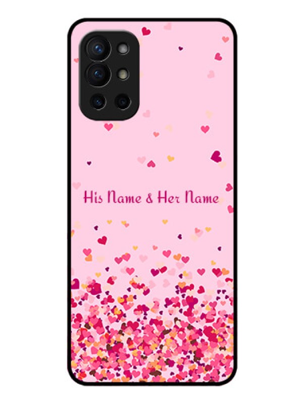 Custom OnePlus 9R 5G Photo Printing on Glass Case - Floating Hearts Design