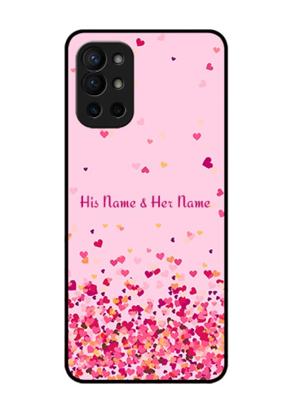 OnePlus 9R 5G Photo Printing on Glass Case - Floating Hearts Design