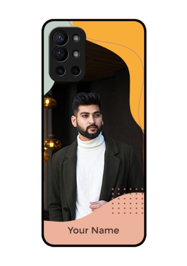 OnePlus 9R 5G Personalized Glass Phone Case - Tri-coloured overlay design