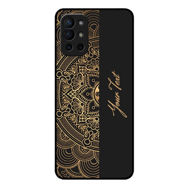 OnePlus 9R 5G Photo Printing on Glass Case - Mandala art with custom text Design