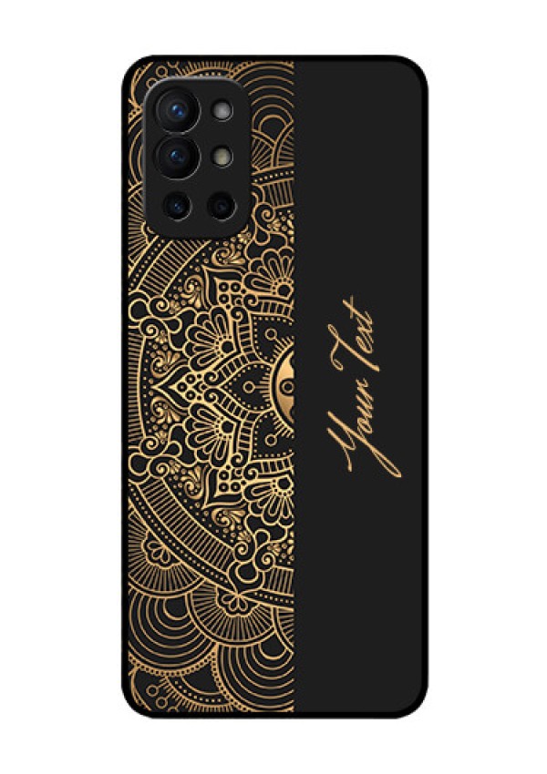 OnePlus 9R 5G Photo Printing on Glass Case - Mandala art with custom text Design