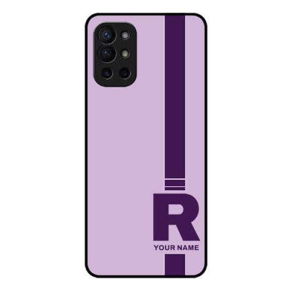 OnePlus 9R 5G Photo Printing on Glass Case - Simple dual tone stripe with name Design OnePlus 9R 5G Photo Printing on Glass Case - Simple dual tone stripe with name Design