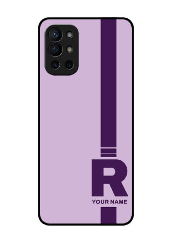 OnePlus 9R 5G Photo Printing on Glass Case - Simple dual tone stripe with name Design