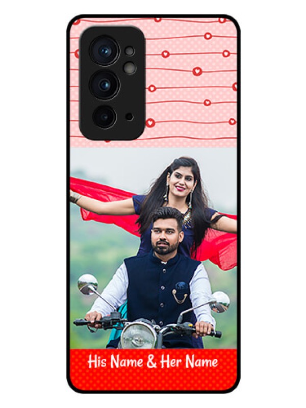 Custom OnePlus 9RT 5G Personalized Glass Phone Case - Red Pattern Case Design