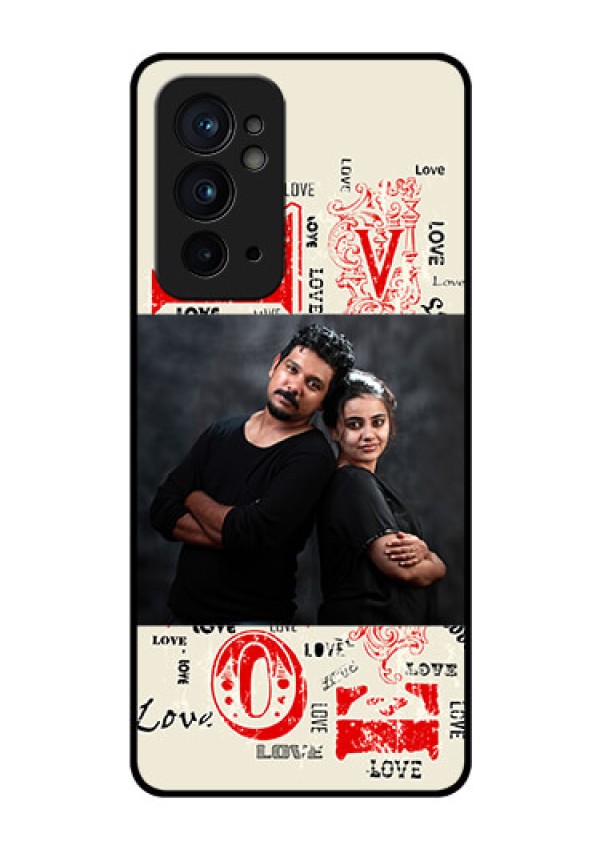 OnePlus 9RT 5G Photo Printing on Glass Case - Trendy Love Design Case