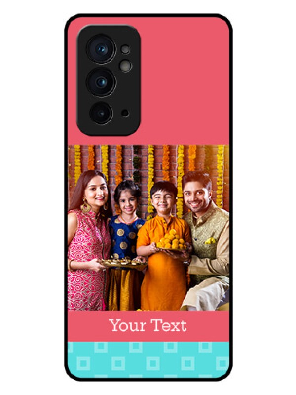 Custom OnePlus 9RT 5G Personalized Glass Phone Case - Peach & Blue Color Design