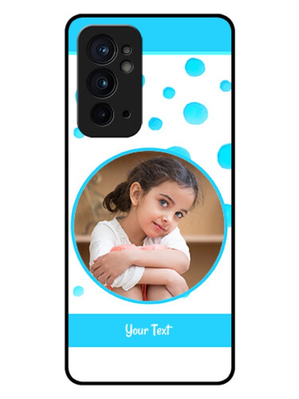 Custom OnePlus 9RT 5G Photo Printing on Glass Case - Blue Bubbles Pattern Design