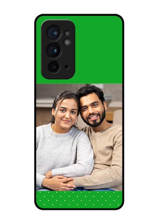 OnePlus 9RT 5G Personalized Glass Phone Case - Green Pattern Design