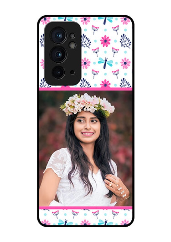OnePlus 9RT 5G Photo Printing on Glass Case - Colorful Flower Design