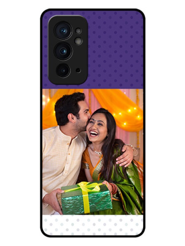 Custom OnePlus 9RT 5G Personalized Glass Phone Case - Violet Pattern Design