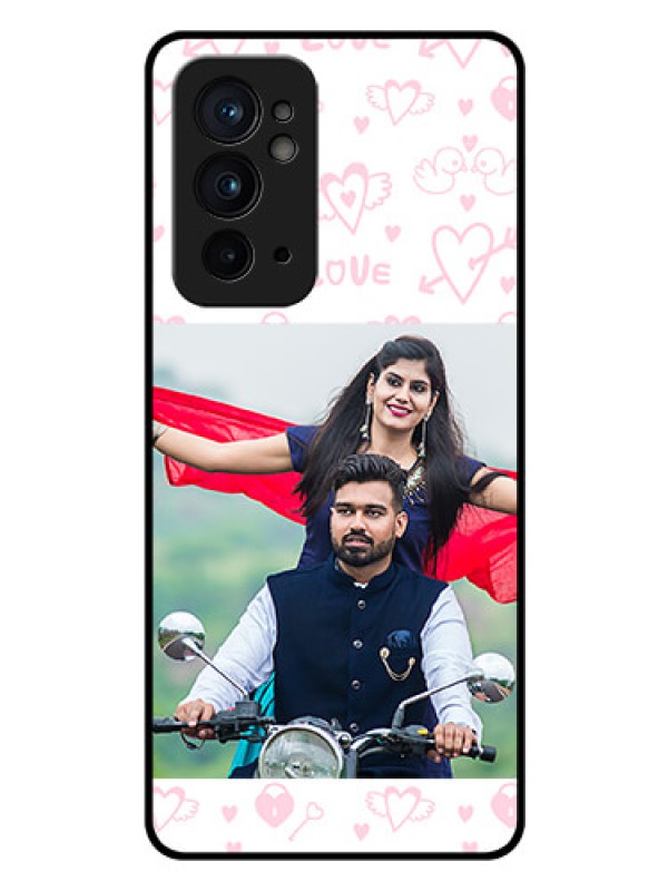 Custom OnePlus 9RT 5G Custom Glass Mobile Case - Pink Flying Heart Design