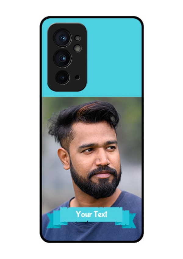 OnePlus 9RT 5G Personalized Glass Phone Case - Simple Blue Color Design