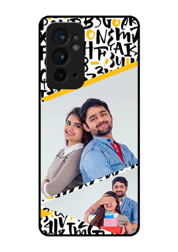 OnePlus 9RT 5G Custom Glass Mobile Case - Letters Pattern Design