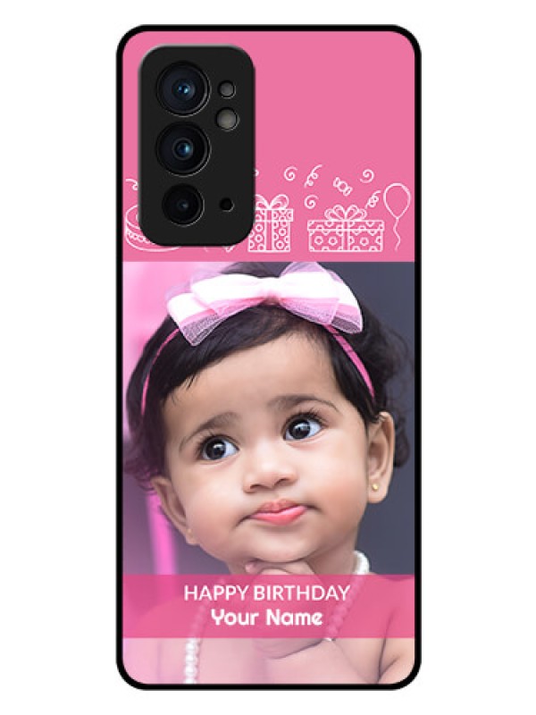Custom OnePlus 9RT 5G Photo Printing on Glass Case - with Birthday Line Art Design