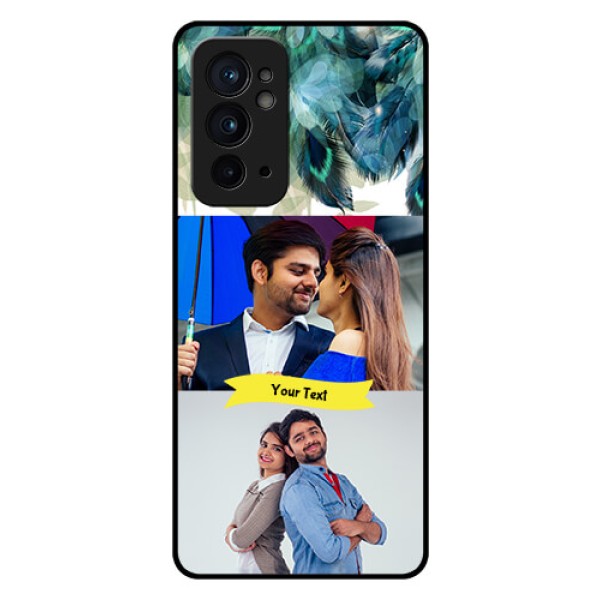 OnePlus 9RT 5G Personalized Glass Phone Case - Image with Boho Peacock Feather Design