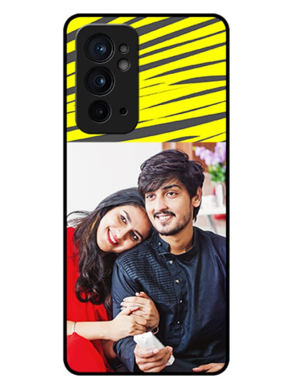 Custom OnePlus 9RT 5G Photo Printing on Glass Case - Yellow Abstract Design