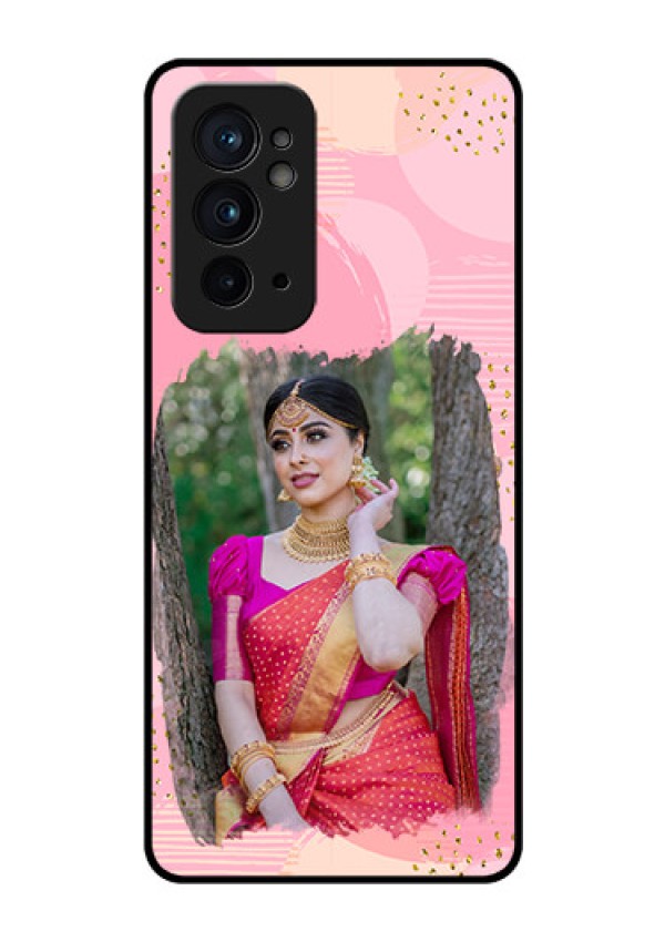OnePlus 9RT 5G Personalized Glass Phone Case - Gold Glitter Splash Design