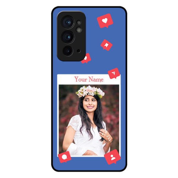 OnePlus 9RT 5G Custom Glass Phone Case - Like Share And Comment Design