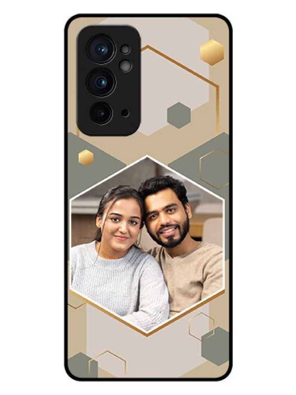 Custom OnePlus 9RT 5G Photo Printing on Glass Case - Stylish Hexagon Pattern Design