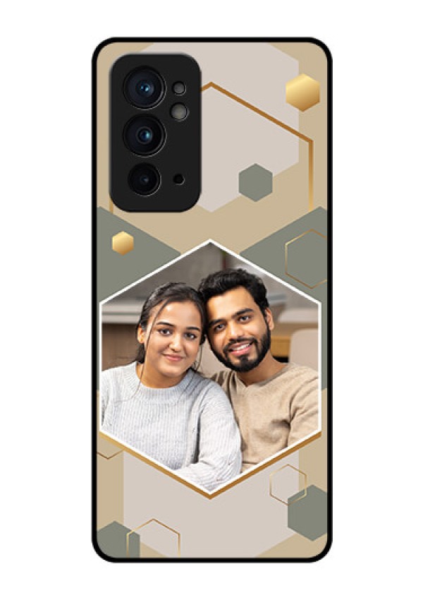 OnePlus 9RT 5G Photo Printing on Glass Case - Stylish Hexagon Pattern Design