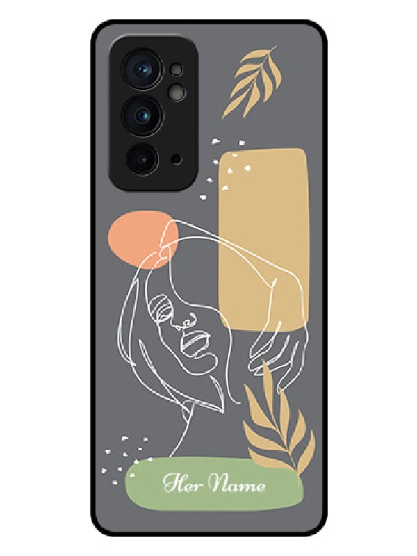Custom OnePlus 9RT 5G Custom Glass Phone Case - Gazing Woman line art Design
