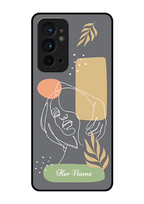 OnePlus 9RT 5G Custom Glass Phone Case - Gazing Woman line art Design