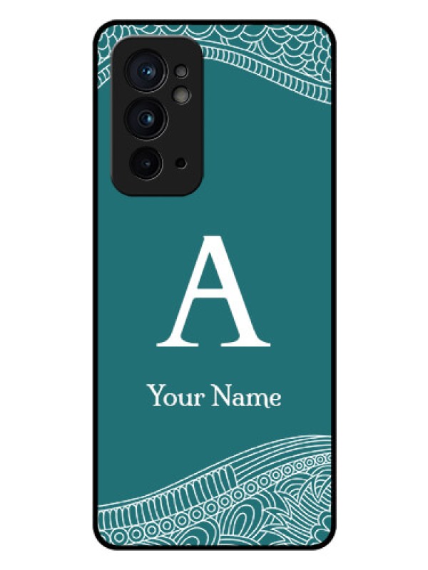 Custom OnePlus 9RT 5G Personalized Glass Phone Case - line art pattern with custom name Design