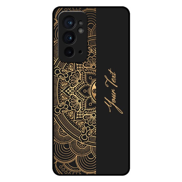OnePlus 9RT 5G Photo Printing on Glass Case - Mandala art with custom text Design