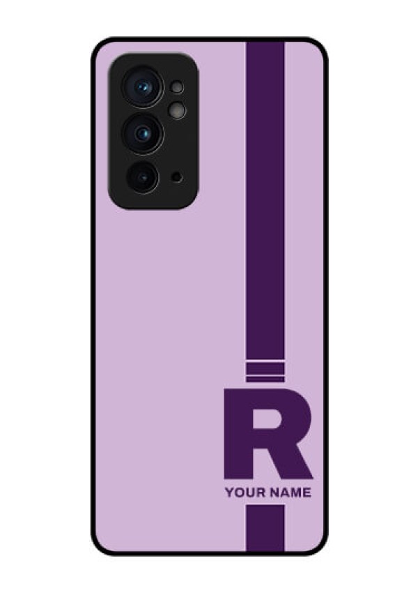 OnePlus 9RT 5G Photo Printing on Glass Case - Simple dual tone stripe with name Design