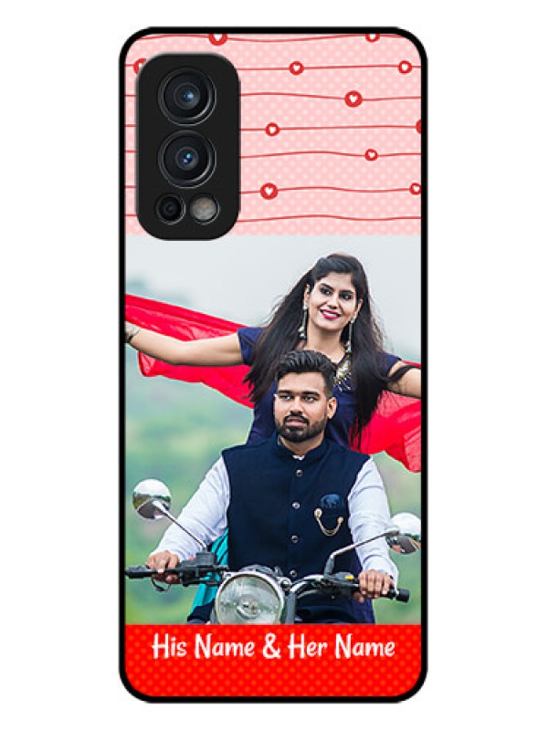 Custom Oneplus Nord 2 5G Personalized Glass Phone Case  - Red Pattern Case Design