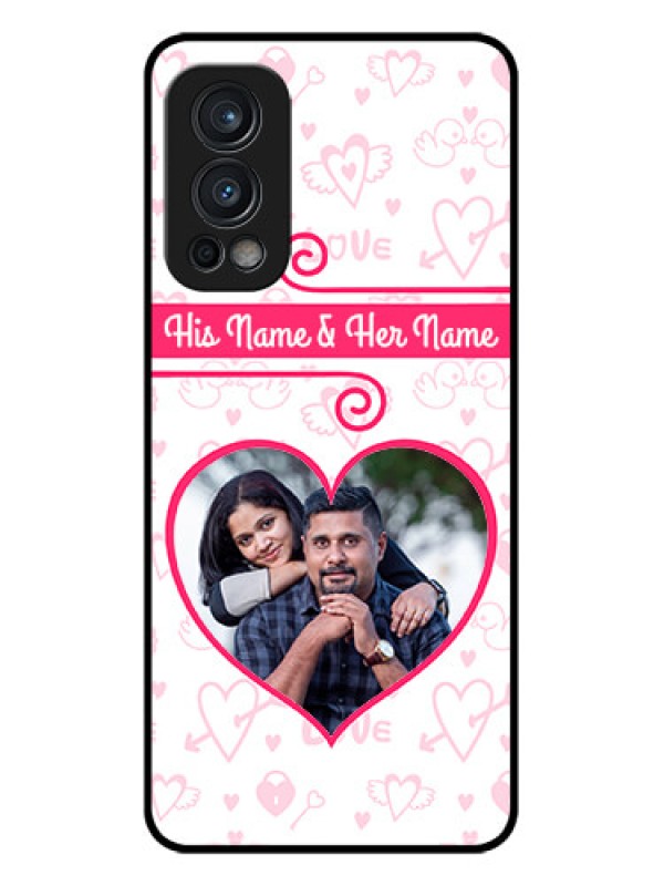 Custom Oneplus Nord 2 5G Personalized Glass Phone Case  - Heart Shape Love Design