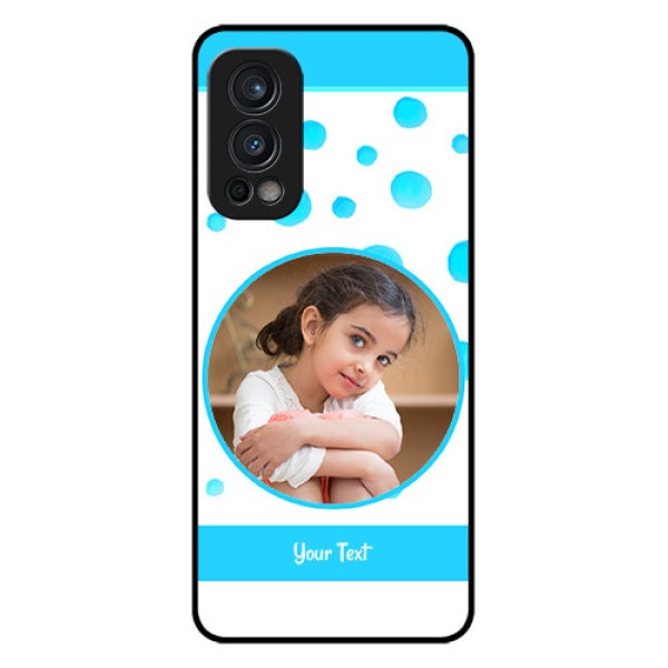 Oneplus Nord 2 5G Photo Printing on Glass Case  - Blue Bubbles Pattern Design