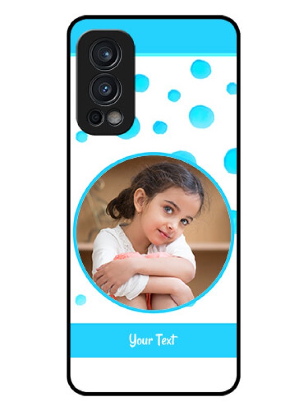 Custom Oneplus Nord 2 5G Photo Printing on Glass Case  - Blue Bubbles Pattern Design