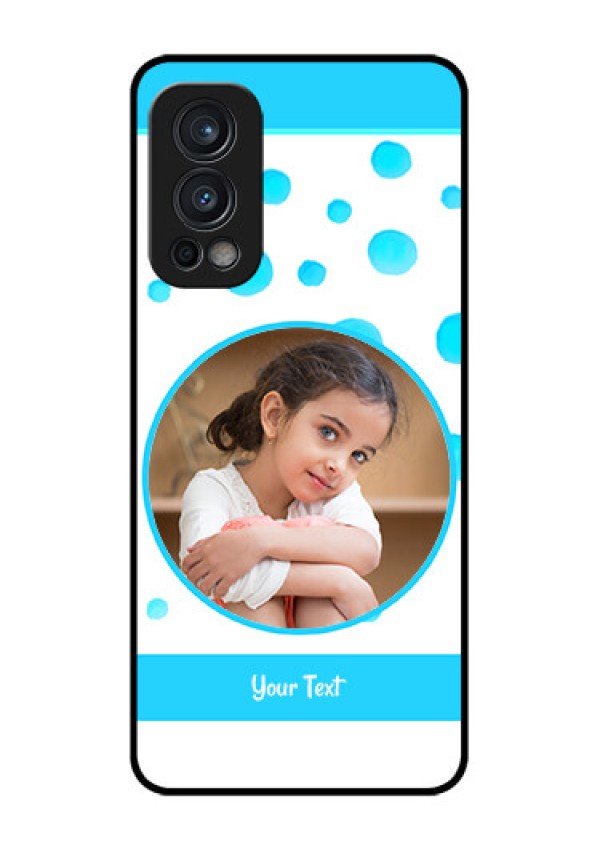 Oneplus Nord 2 5G Photo Printing on Glass Case  - Blue Bubbles Pattern Design