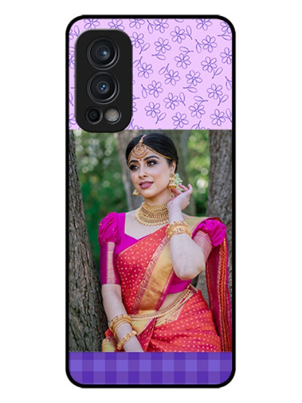 Custom Oneplus Nord 2 5G Custom Glass Phone Case  - Purple Floral Design